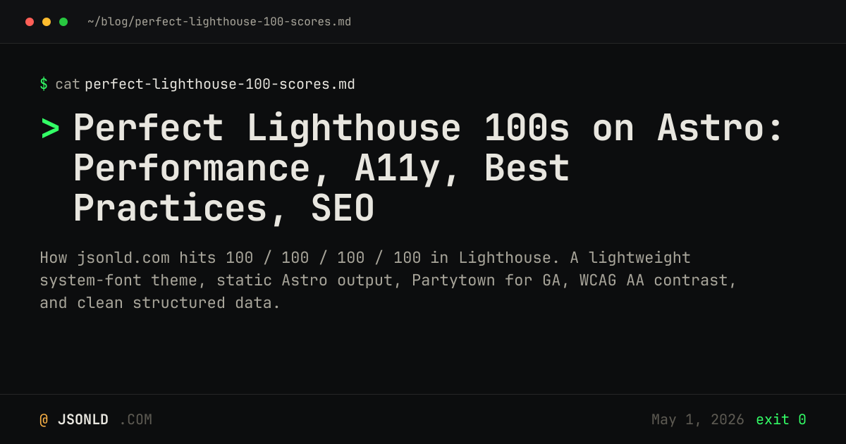 Perfect Lighthouse 100s on Astro: Performance, A11y, Best Practices, SEO